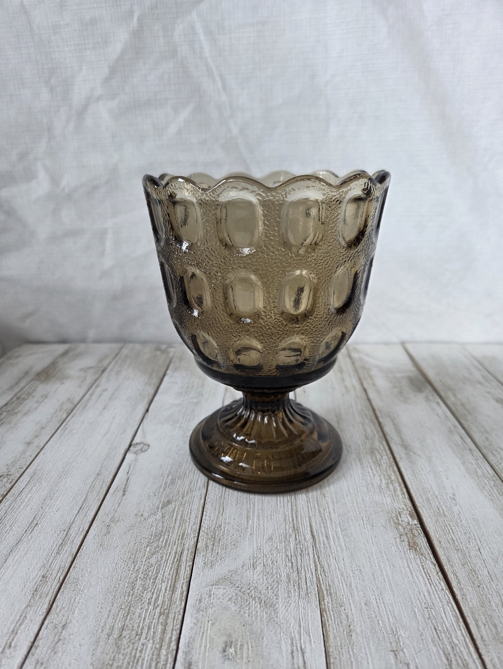 💥3for$15💥Vintage E.O. Brody Co Smoky Brown Thumbprint Vase 6"